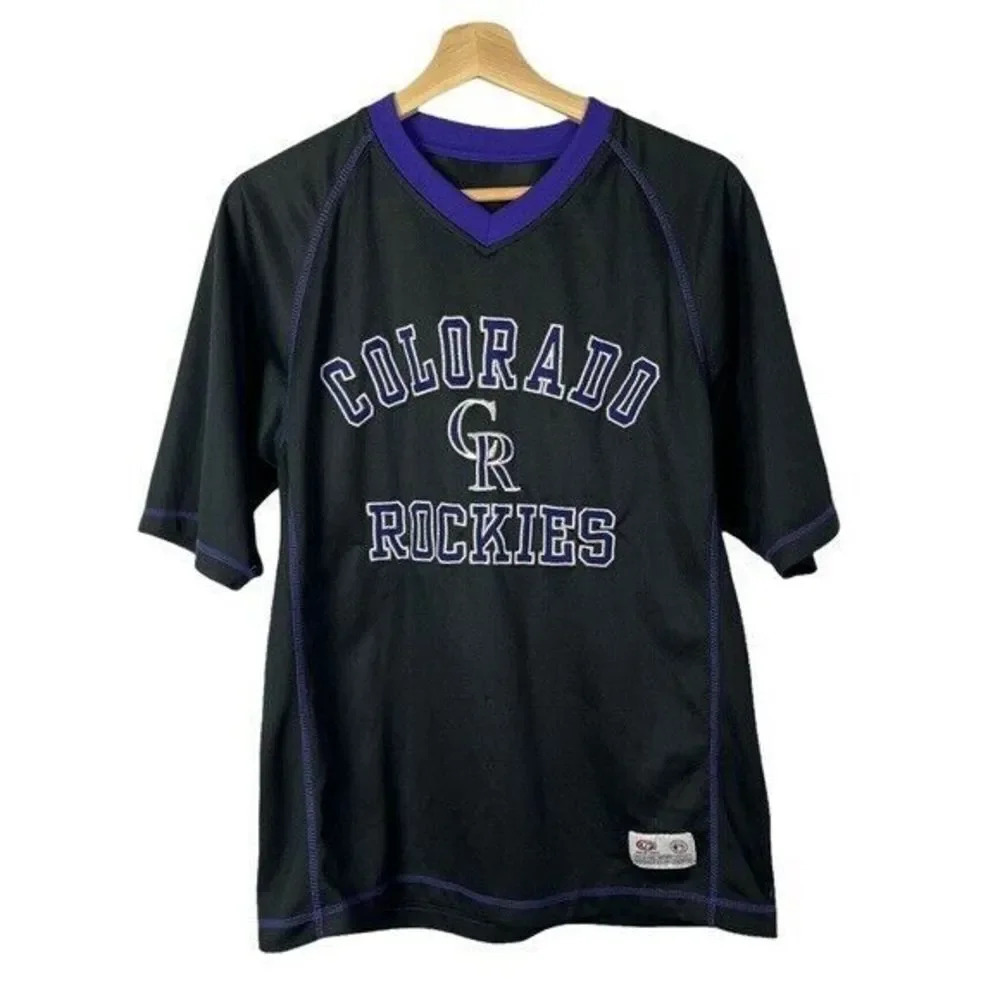 MLB Colorado Rockies Black & Purple Baseball Jersey M